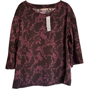 NEW Soft Surroundings Blouse Top Size Small Wine Botanical Selina Purple NWT $99
